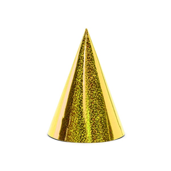 Partyhüte in glitzerndem Gold 6er-Pack