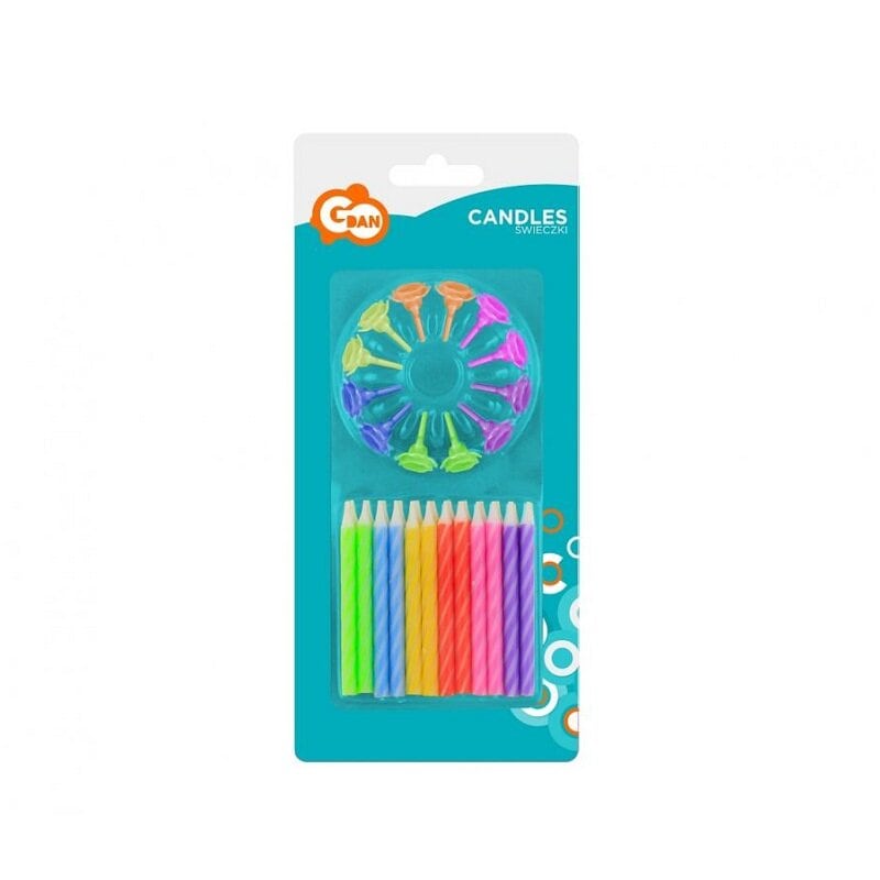 Kerzen - geschraubt in Regenbogenfarben 24er-Pack