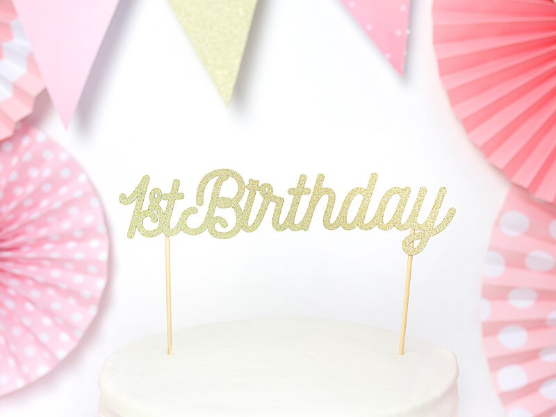 Tortendekoration 1st Birthday in Gold