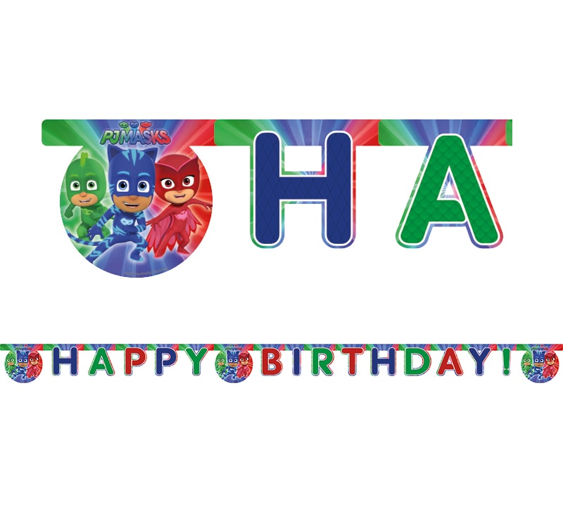 PJ Masks - Girlande Happy Birthday