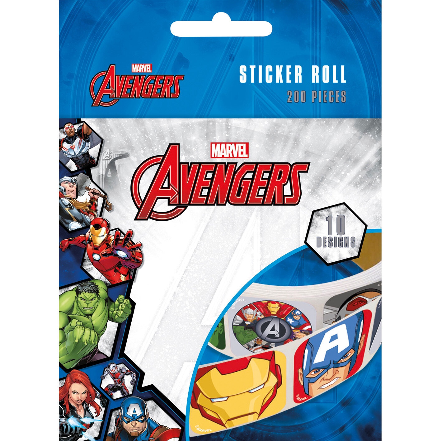 Avengers - Sticker auf Rolle 200 Stück.