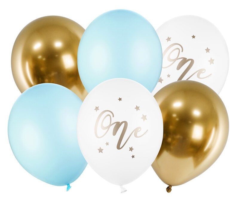 Ballonmix 1 Jahr, Blau 6er-Pack