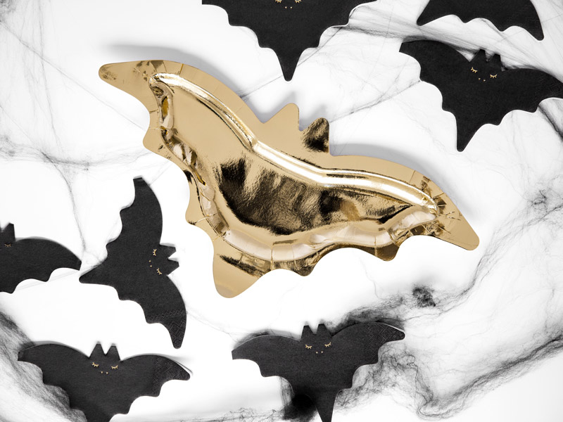 Teller Fledermäuse in Gold 6er-Pack