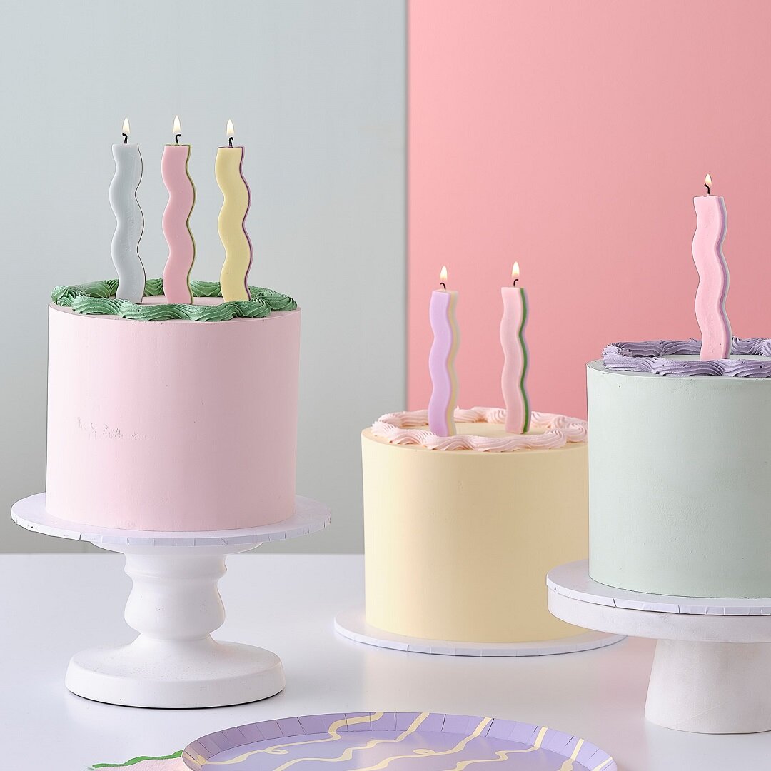 Wellenförmige Kerzen Pastellfarben 6er Pack