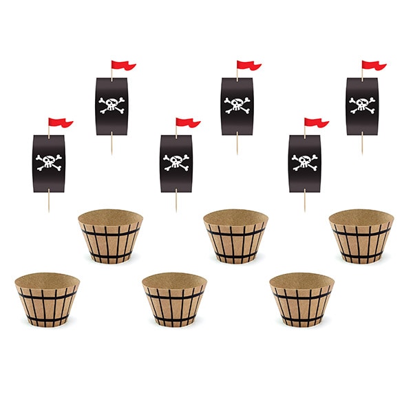 Cupcake-Set mit Piratenmotiv 6er-Pack
