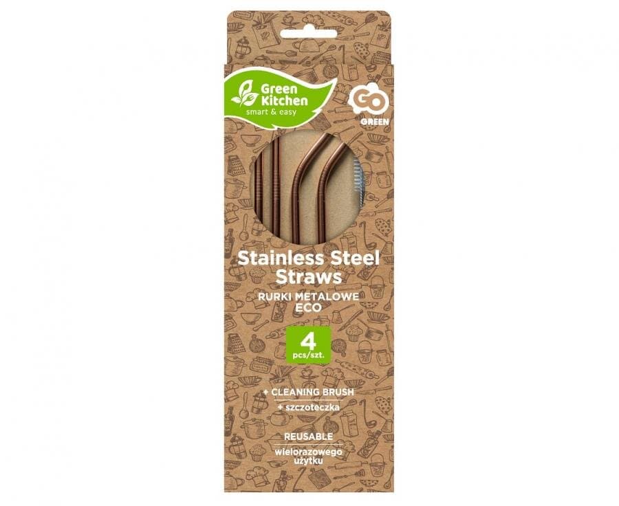 Trinkhalme aus Stahl - Roségold, 4er-Pack