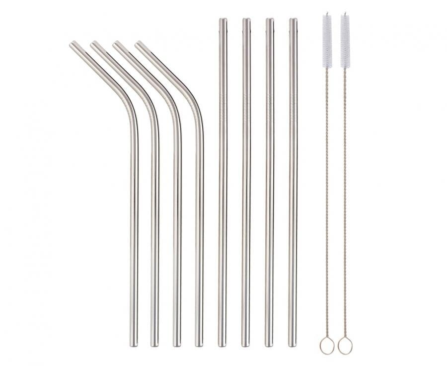 Trinkhalme aus Stahl - Silber, 8er-Pack