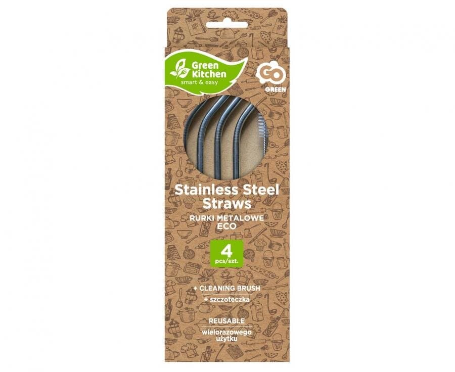 Trinkhalme aus Stahl - Silber, 4er-Pack