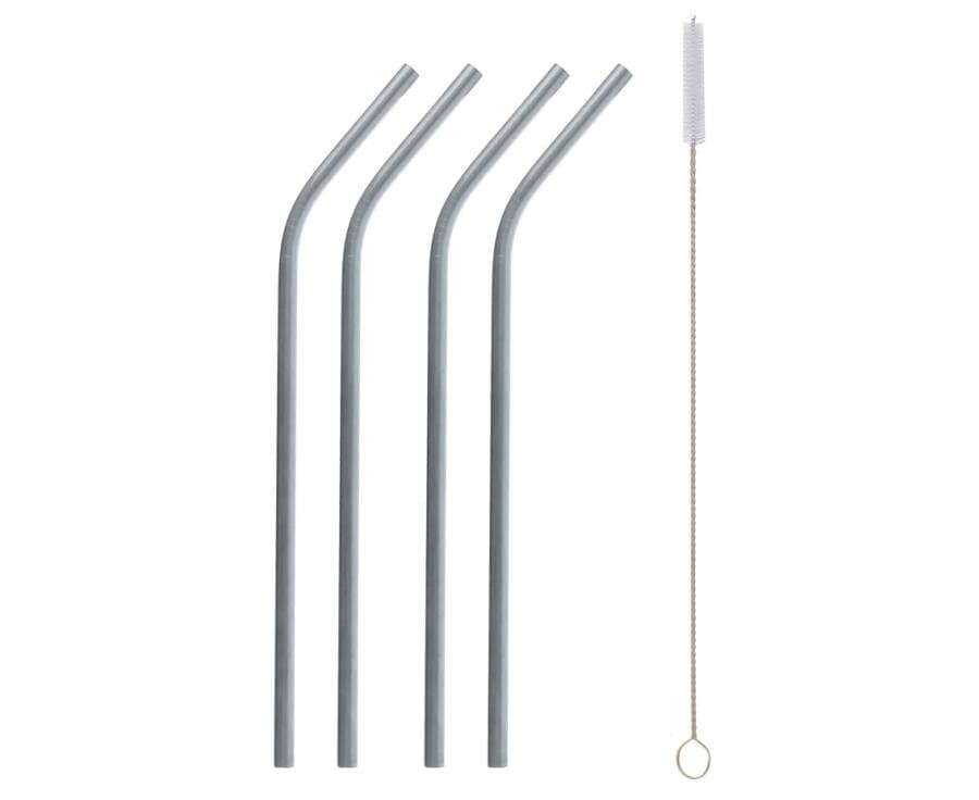 Trinkhalme aus Stahl - Silber, 4er-Pack