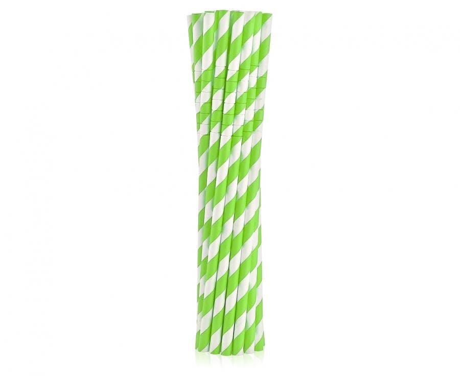 Papierstrohhalme - Grün gestreiftes 12er-Pack