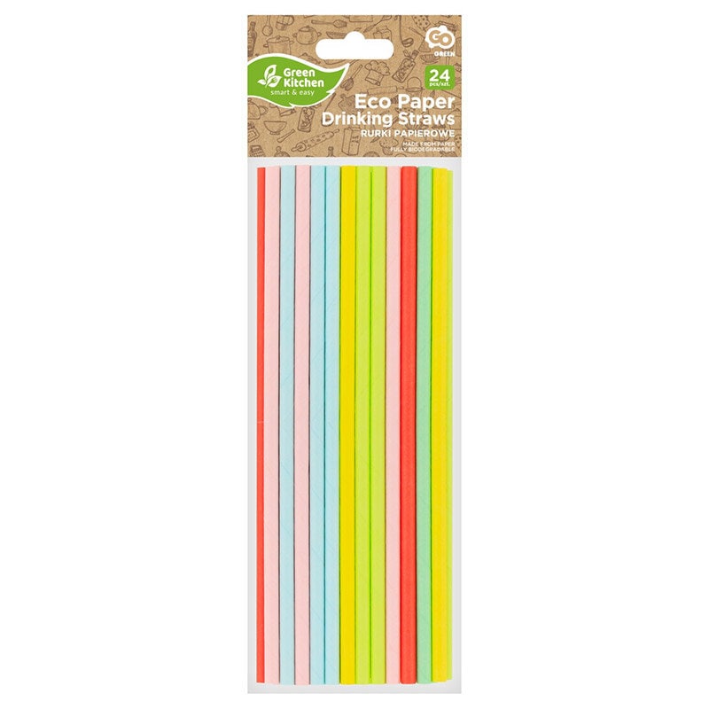 Papier Trinkhalme - Pastellfarben 24er-Pack