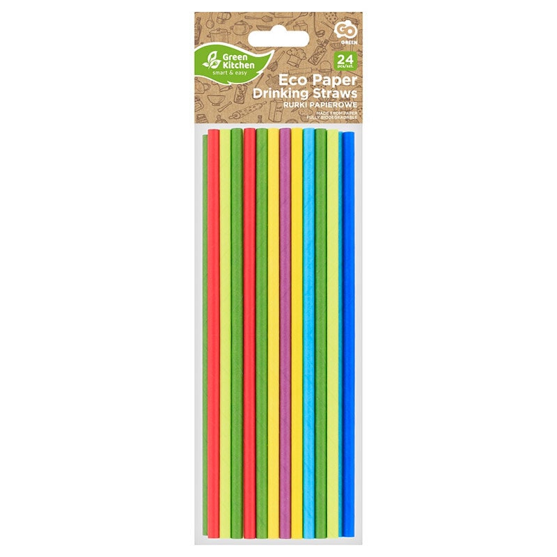 Papier Trinkhalme - Regenbogenfarben 24er-Pack
