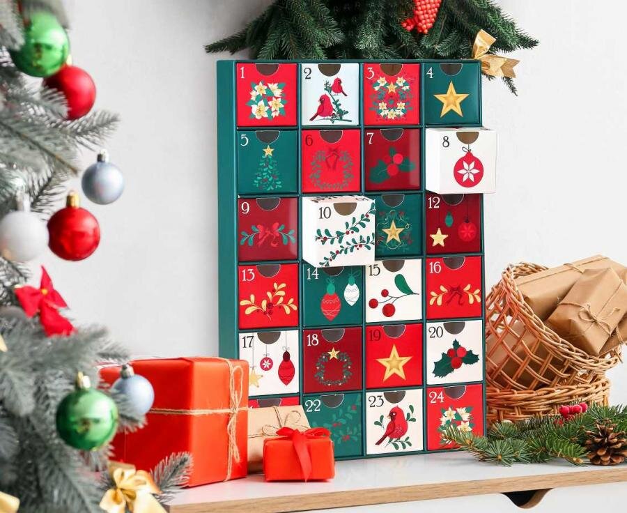 Adventskalender mit Schubladen