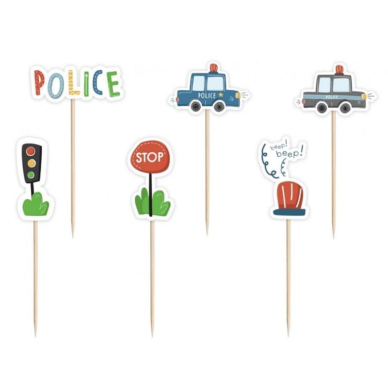 Polizei - Cupcake Topper 6er-Pack