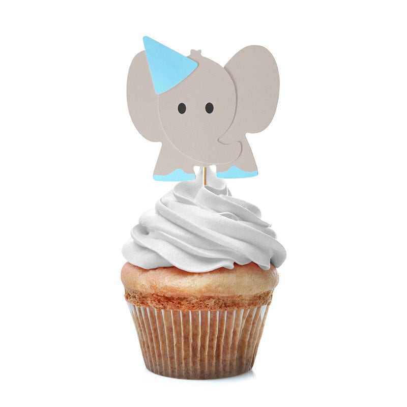 Cupcake Toppers - Blaue Elefanten 10er-Pack