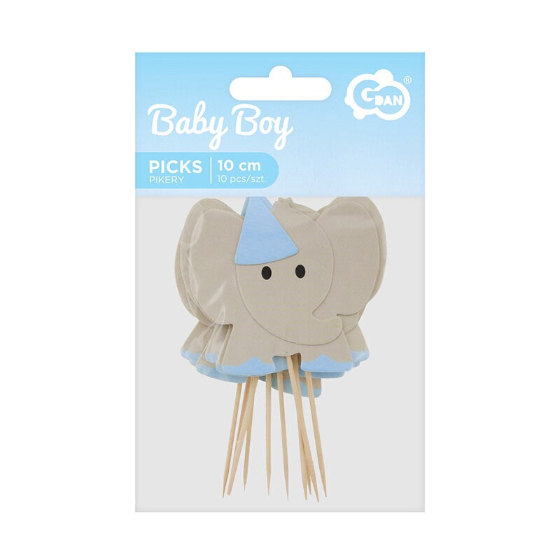 Cupcake Toppers - Blaue Elefanten 10er-Pack