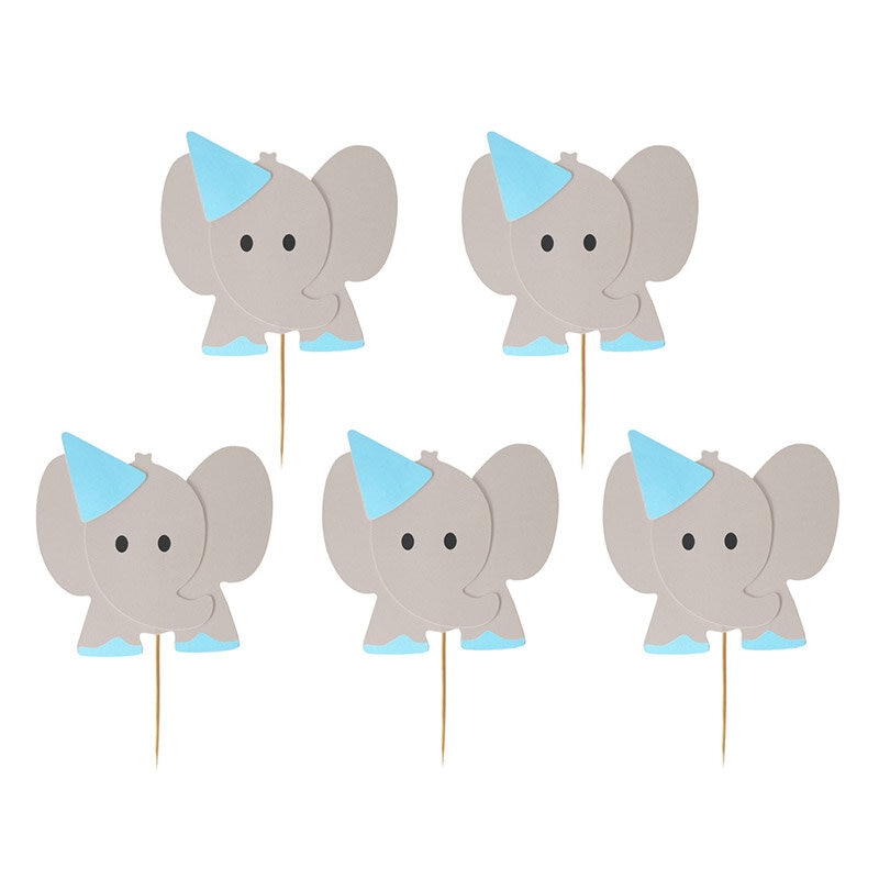 Cupcake Toppers - Blaue Elefanten 10er-Pack