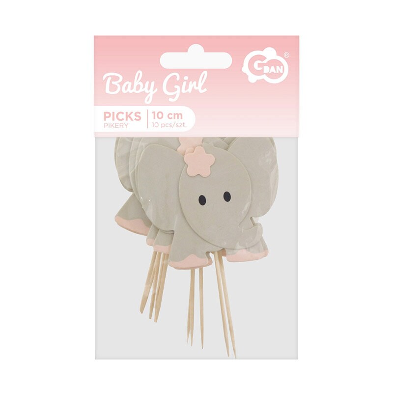 Cupcake Topper - Rosa Elefanten 10er-Pack