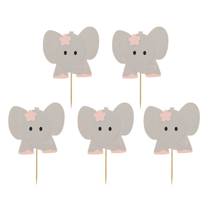 Cupcake Topper - Rosa Elefanten 10er Pack