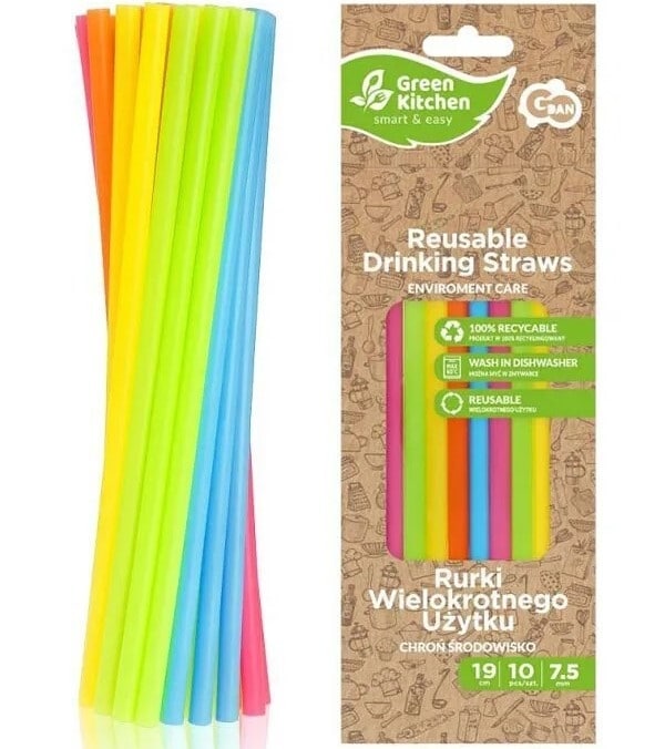 Plastikstrohhalme Regenbogenfarben 10er-Pack