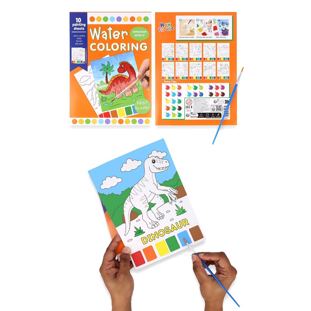 Dinosaurier-Malbuch mit Wasserfarben