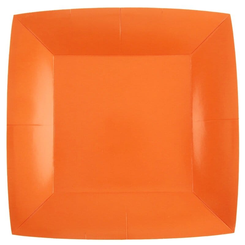 Pappteller Quadratische 23 cm - Orange 10er-Pack