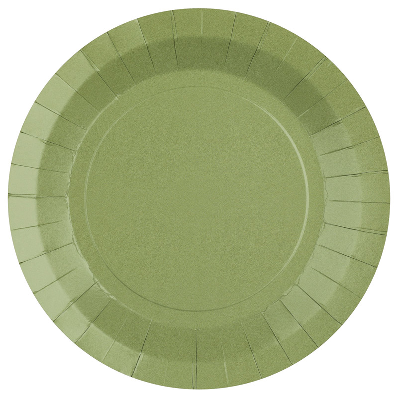Pappteller 22,5 cm - Olivgrün 10er-Pack