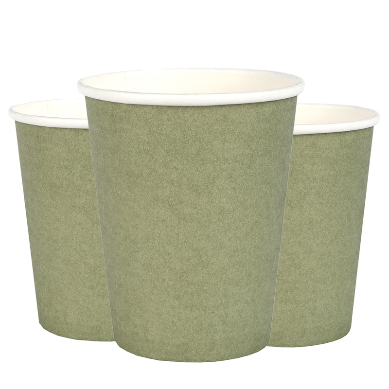Pappbecher 250 ml - Olivgrün 10er-Pack