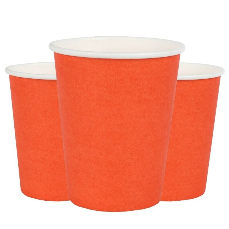 Pappbecher 250 ml - Orange 10er-Pack