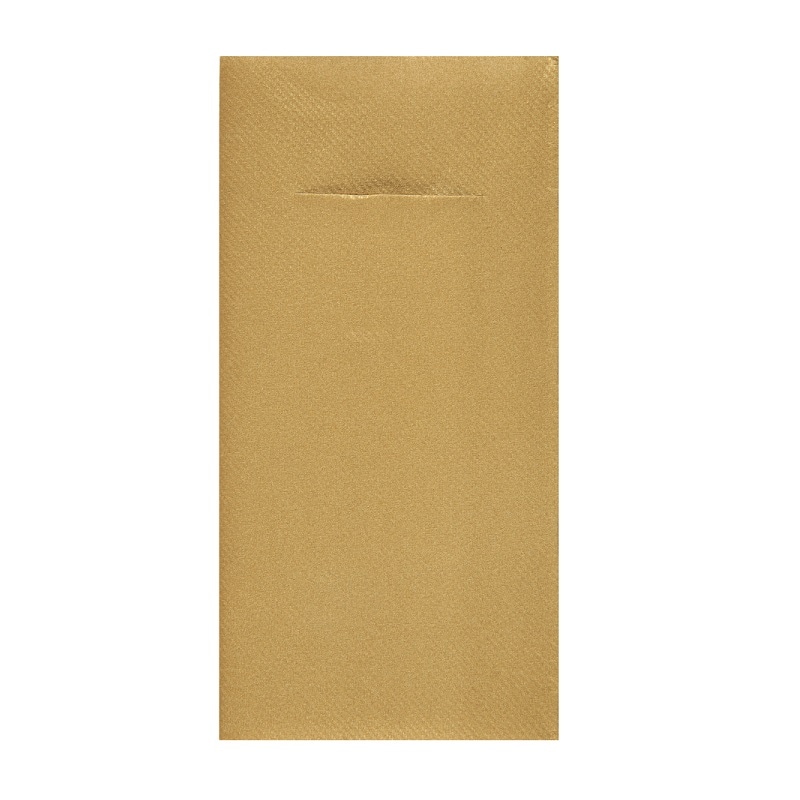 Servietten mit Bestecktasche 40 cm - Gold 12er Pack