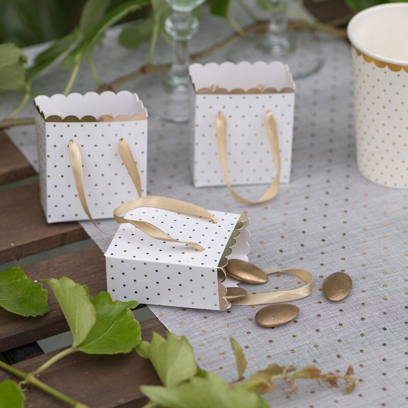 Kleine Geschenktüten - Weiß & Gold 6er-Pack