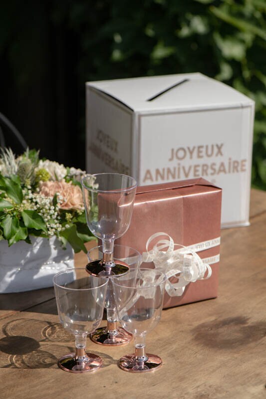 Weingläser aus Kunststoff mit Roségoldfuß 6er-Pack