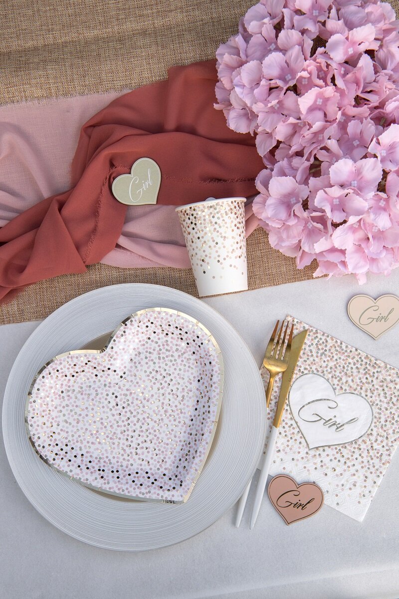 Baby Girl Dots - Herzförmige Teller 10er-Pack