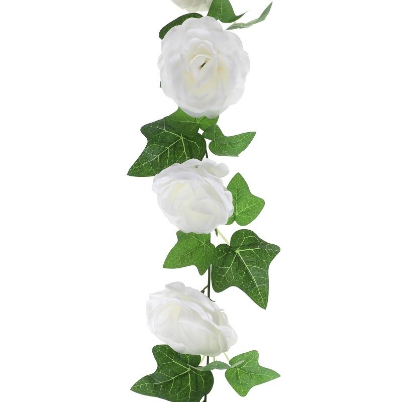 Girlande mit großen weißen Blumen 180 cm