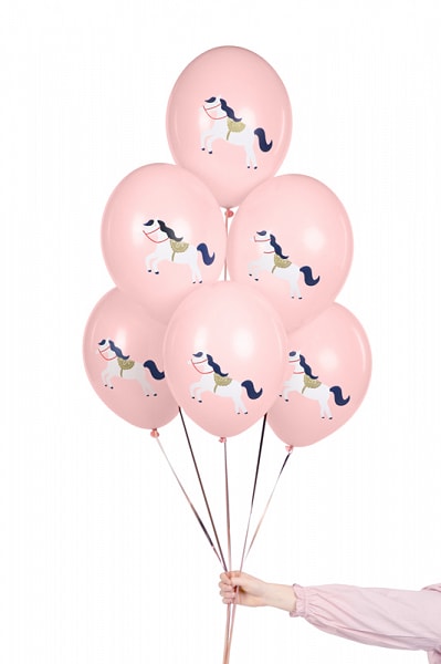 Luftballons Rosa, Pferde 6er-Pack
