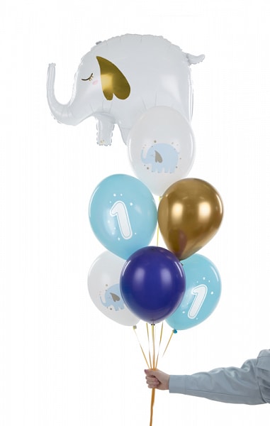 Ballonmix 1 Jahr, Blauer Elefant 6er Pack