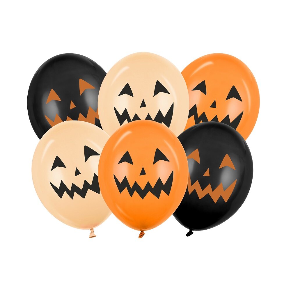 Luftballons mit Halloween-Kürbissen 6er-Pack