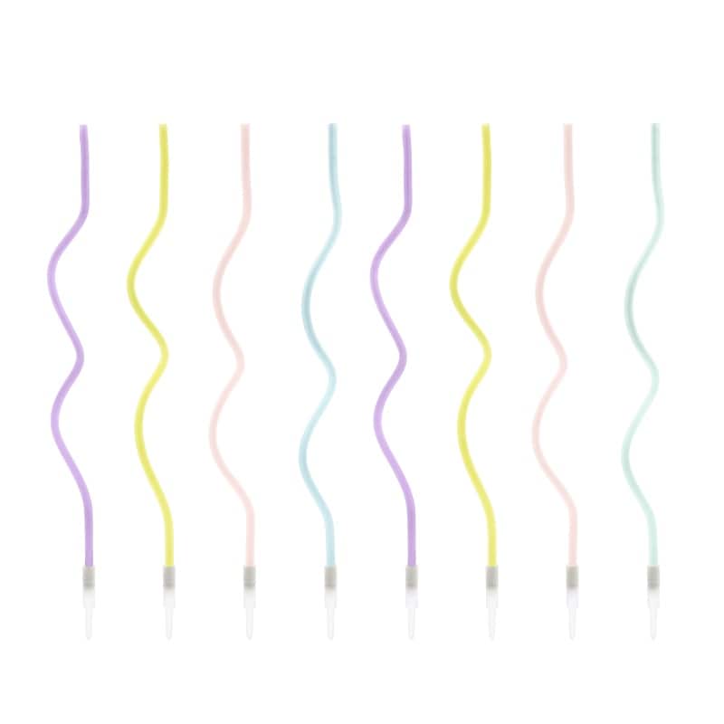 Tortenkerzen - Welliges Pastell, 8er-Pack