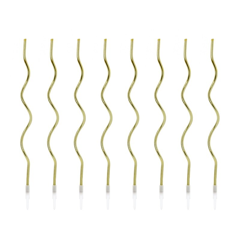 Tortenkerzen - Welliges metallisches Gold, 6er-Pack