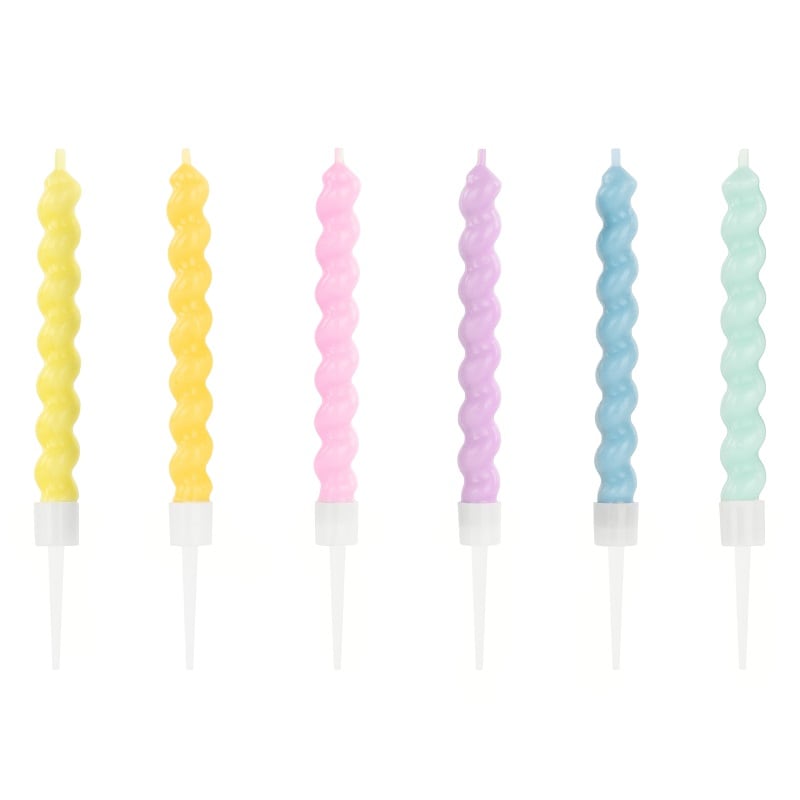 Tortenkerzen - Pastell Schrauben 6er-Pack