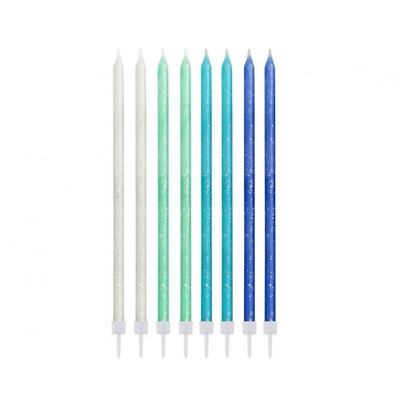 Glitzernde Kerzen - Blauer Mix 24er-Pack
