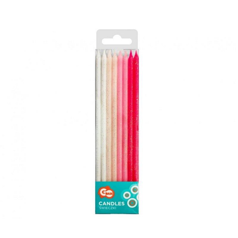 Glitzernde Kerzen - Rosa Mix 24er-Pack