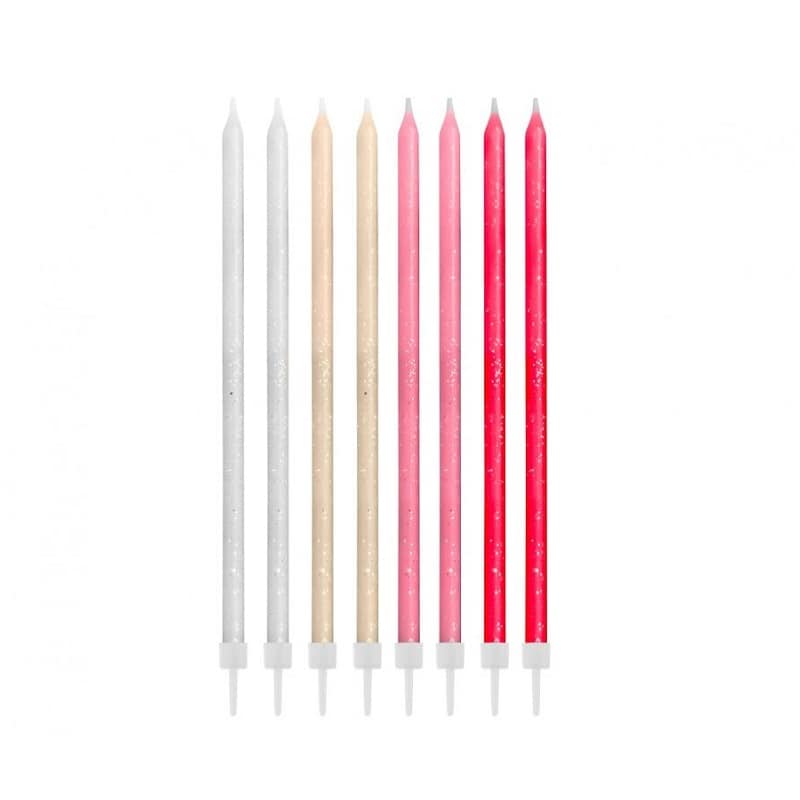 Glitzernde Kerzen - Rosa Mix 24er-Pack