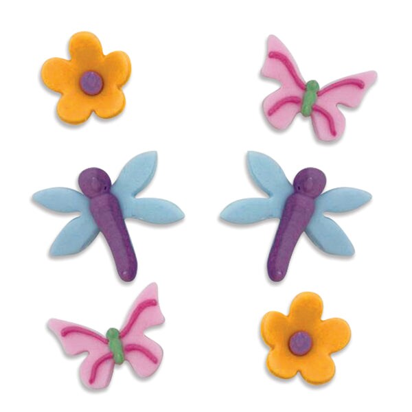 Schmetterlingen und Blumen Zuckerdekorationen 6er-Pack