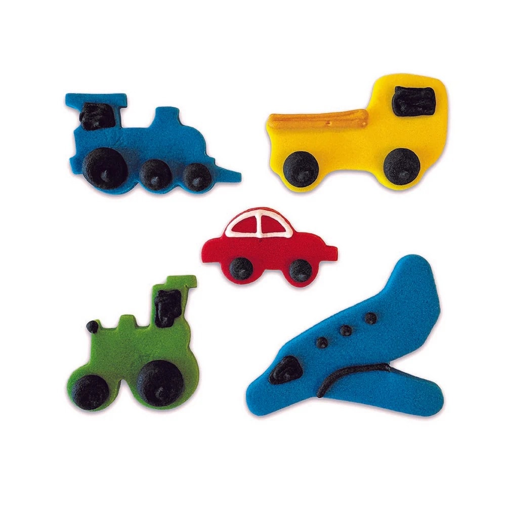 Zuckerdekorationen Fahrzeuge 5er-Pack