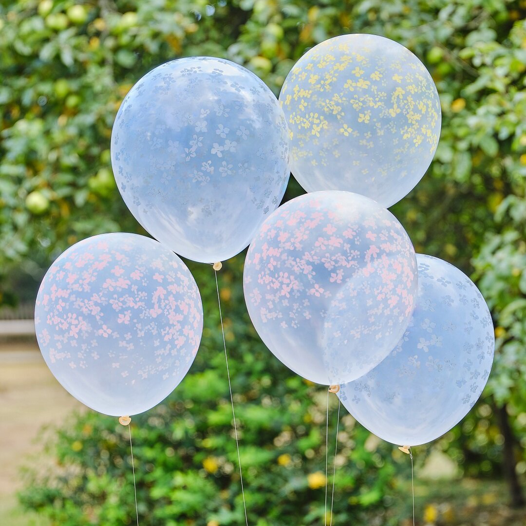 Ballons mit kleinen Blumen 5er-Pack