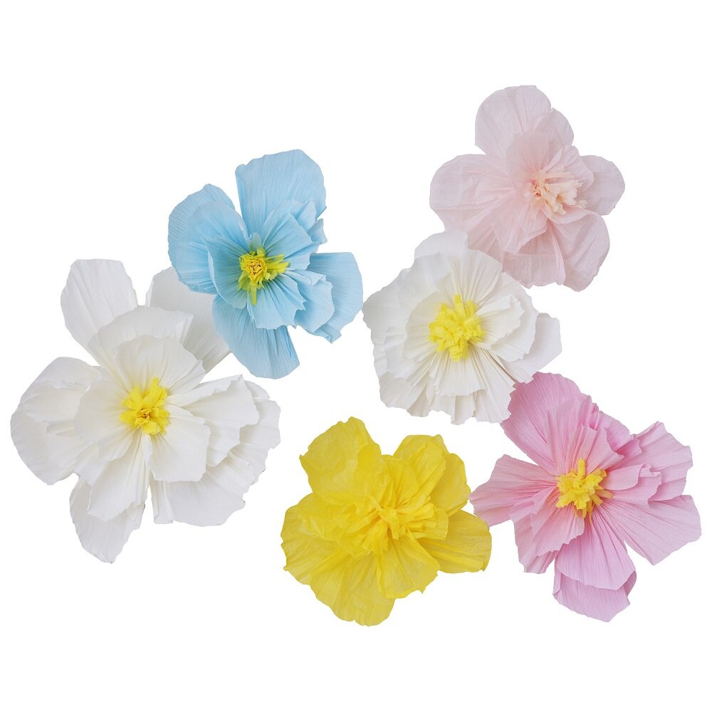 Dekorationsblumen aus Seidenpapier 6er-Pack