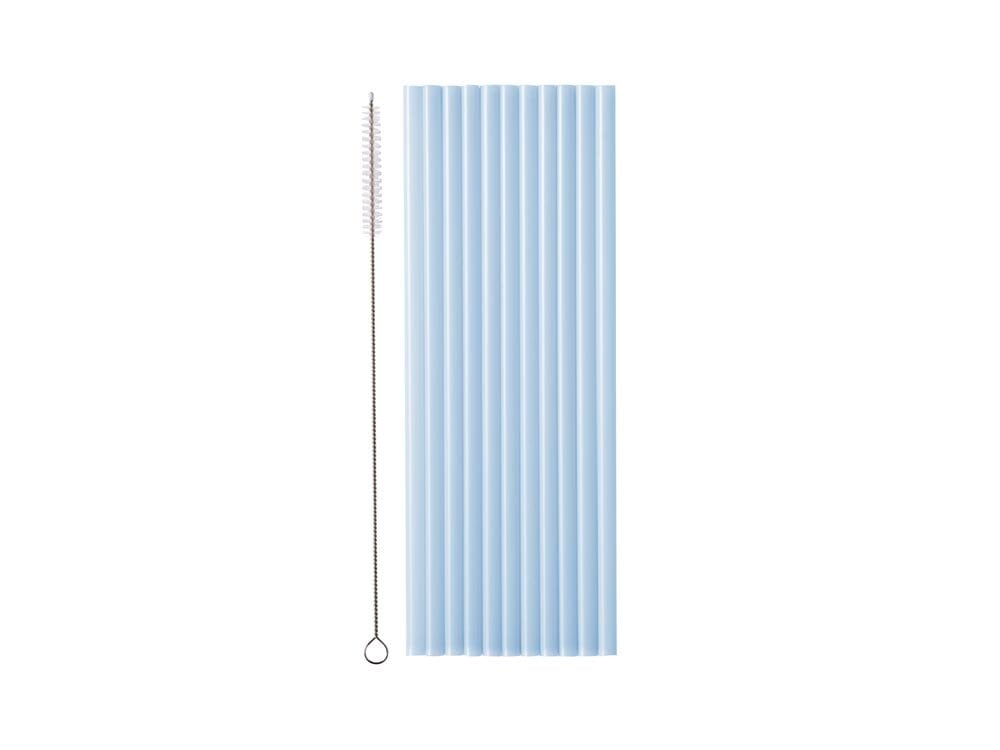Kunststoffstrohhalme, pastellblau 12er-Pack
