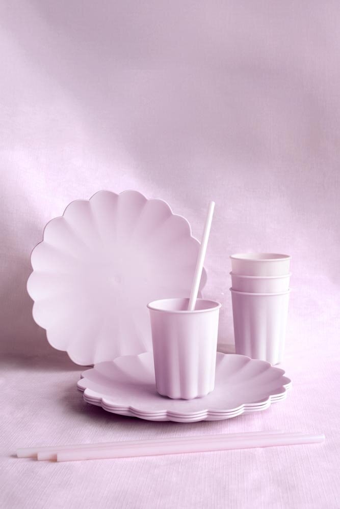 Kunststoffstrohhalme, pastellrosa 12er-Pack
