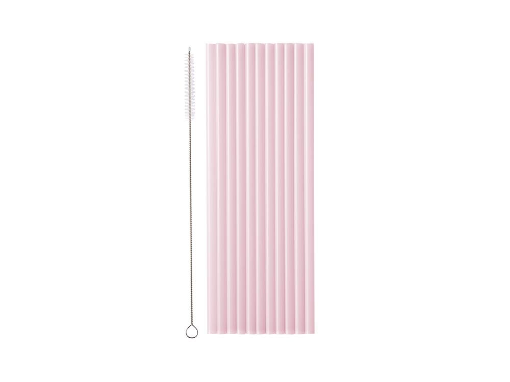 Kunststoffstrohhalme, pastellrosa 12er-Pack